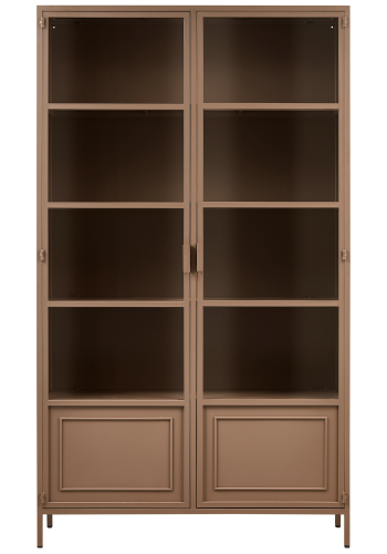 WOOOD Ronja XL vitrineskab, m. 2 lger og 4 hylder - glas og militrbrun metal