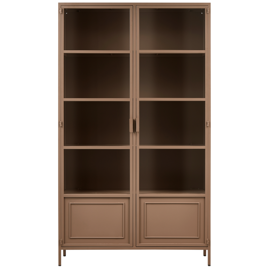 WOOOD Ronja XL vitrineskab, m. 2 lger og 4 hylder - glas og militrbrun metal