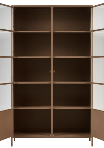 WOOOD Ronja XL vitrineskab, m. 2 lger og 4 hylder - glas og militrbrun metal