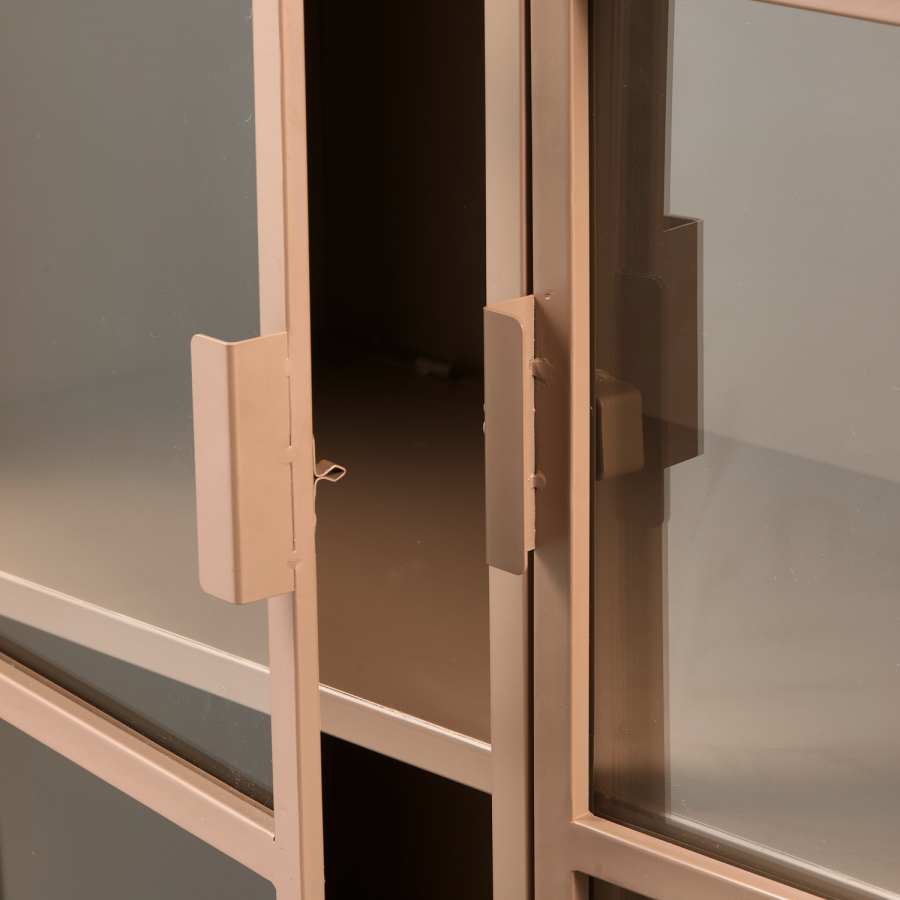 WOOOD Ronja XL vitrineskab, m. 2 lger og 4 hylder - glas og militrbrun metal