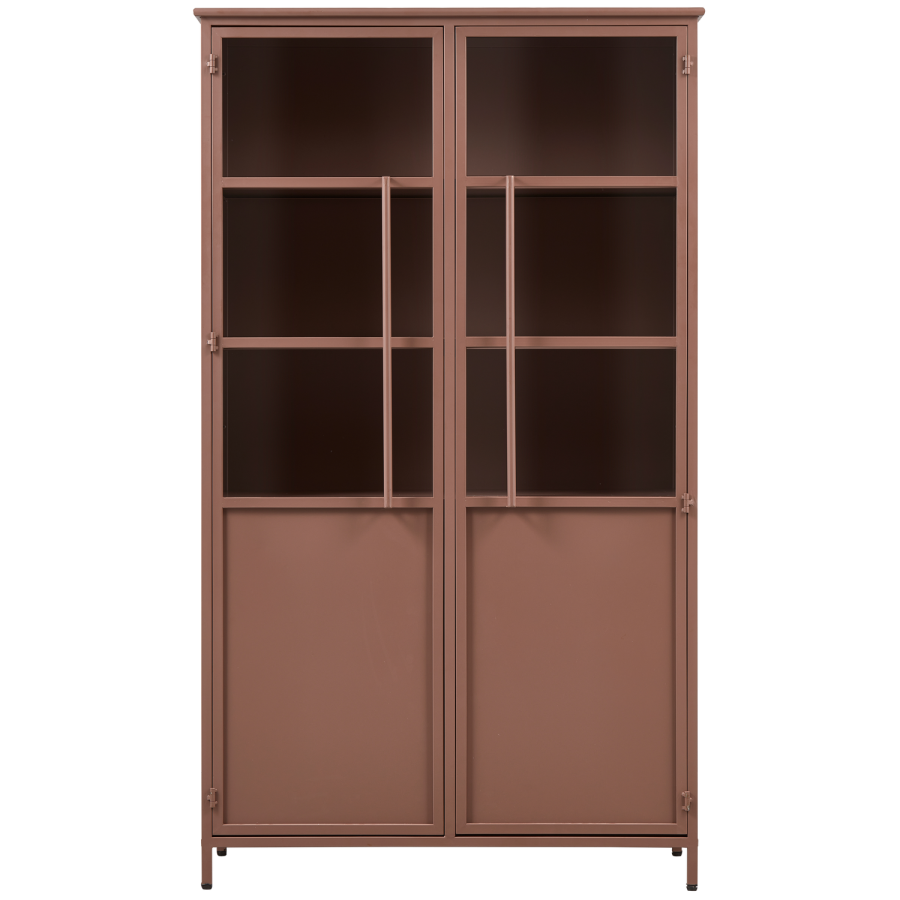 WOOOD Exhibit vitrineskab, m. 2 lger og 4 hylder - glas og brun metal