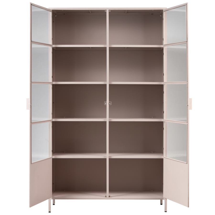 WOOOD Ronja XL vitrineskab, m. 2 lger og 4 hylder - rosa metal