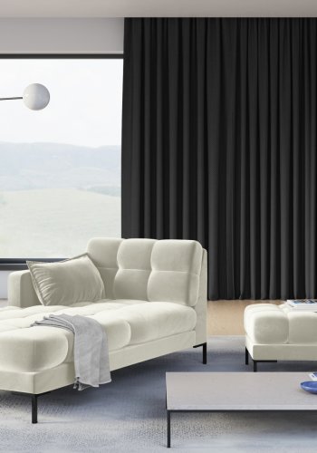 MICADONI Mamaia sjeselong, venstre - beige flyel og svart metall (185x102x75)