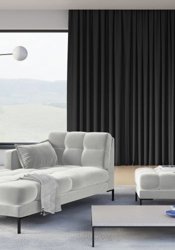 MICADONI Mamaia sjeselong, venstre - slv flyel og svart metall (185x102x75)