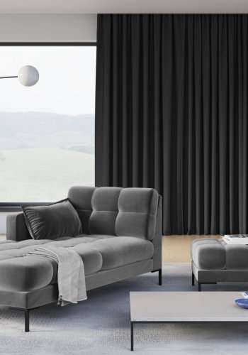 MICADONI Mamaia sjeselong, venstre - gr flyel og svart metall (185x102x75)