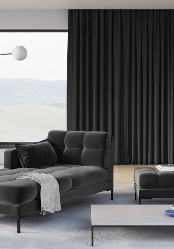 MICADONI Mamaia sjeselong, venstre - antrasittgr flyel og svart metall (185x102x75)