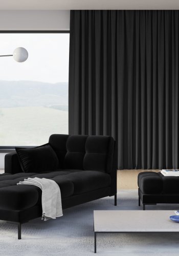 MICADONI Mamaia sjeselong, venstre - antrasittgr flyel og svart metall (185x102x75)