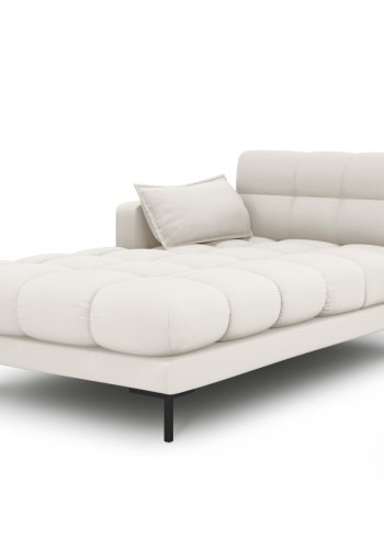 MICADONI Mamaia Chaiselongue, links - beiger Stoff und schwarzes Metall (185x102x75)