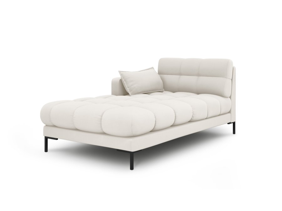 MICADONI Mamaia Chaiselongue, links - beiger Stoff und schwarzes Metall (185x102x75)