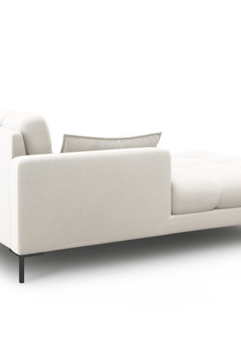 MICADONI Mamaia Chaiselongue, links - beiger Stoff und schwarzes Metall (185x102x75)