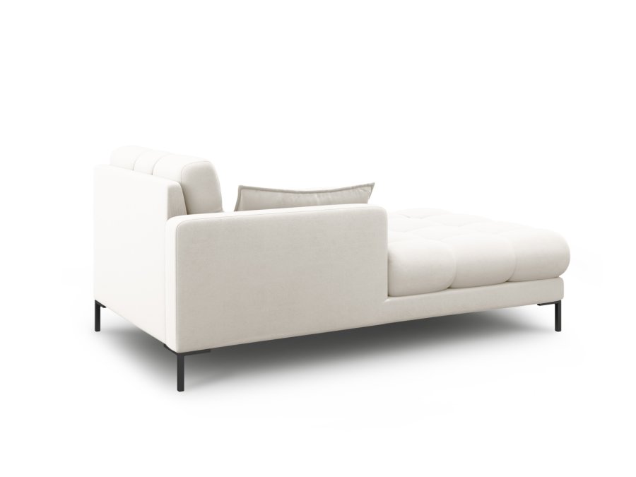 MICADONI Mamaia Chaiselongue, links - beiger Stoff und schwarzes Metall (185x102x75)
