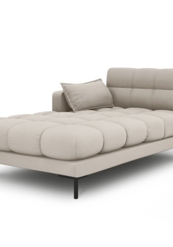 MICADONI Mamaia sjeselong, venstre - beige stoff og svart metall (185x102x75)