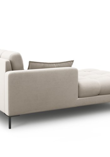 MICADONI Mamaia sjeselong, venstre - beige stoff og svart metall (185x102x75)