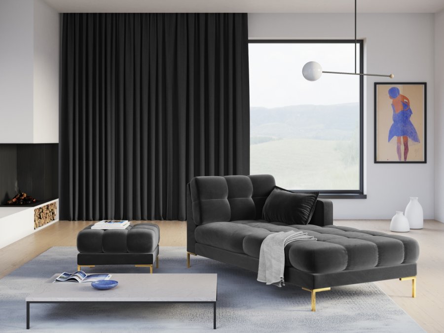 MICADONI Mamaia sjeselong, hyre - antrasittgr flyel og gullmetall (185x102x75)