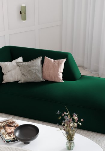 MICADONI Ruby sjeselong, hyre - grnn flyel og svart plast (180x93x69)