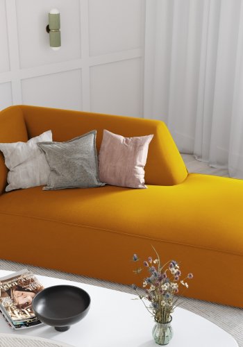 MICADONI Ruby sjeselong, hyre - gul flyel og svart plast (180x93x69)