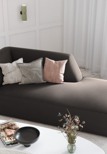 MICADONI Ruby sjeselong, hyre - antrasittgr flyel og svart plast (180x93x69)