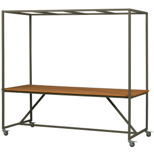 WOOOD BLUE SKY HAVEBORD I TR MED DEKO-RAMME, CAMOUFLAGEGRN