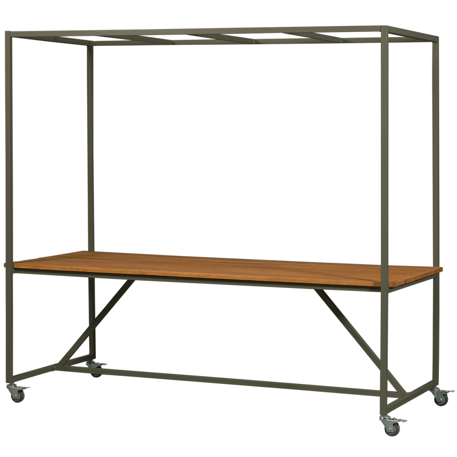 WOOOD BLUE SKY HAVEBORD I TR MED DEKO-RAMME, CAMOUFLAGEGRN