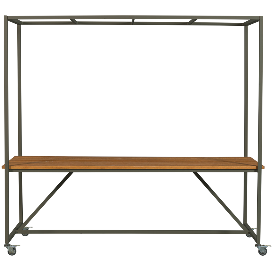 WOOOD BLUE SKY HAVEBORD I TR MED DEKO-RAMME, CAMOUFLAGEGRN