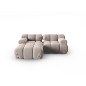 MICADONI Bellis hjrnesofa, venstre, 3 sder - beige fljl og sort plastik