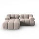 MICADONI Bellis hjrnesofa, venstre, 3 seter - beige flyel og sort plast