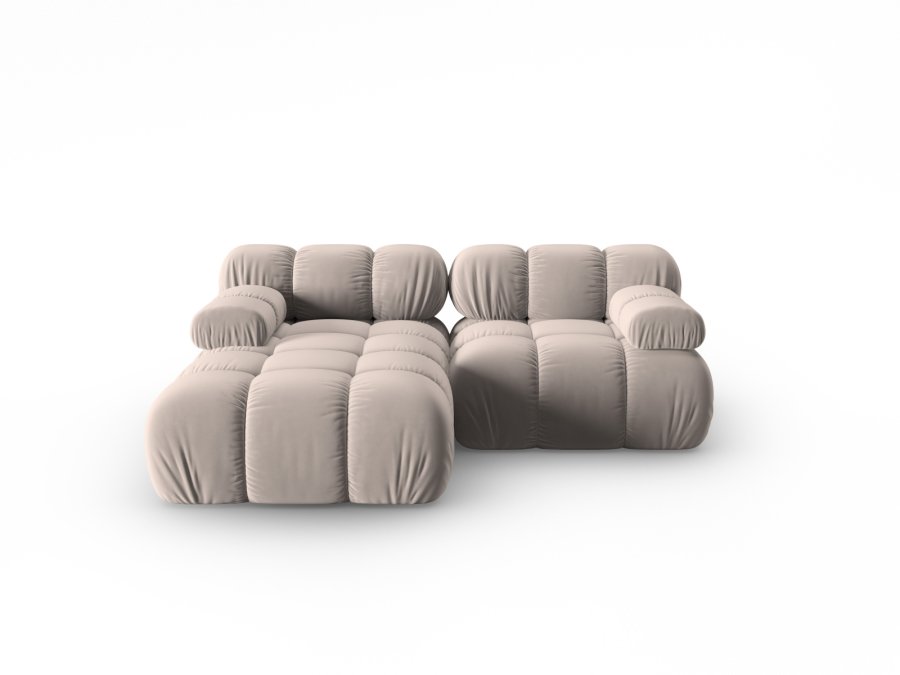 MICADONI Bellis hjrnesofa, venstre, 3 seter - beige flyel og sort plast
