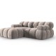 MICADONI Bellis hjrnesofa, venstre, 3 seter - beige flyel og sort plast