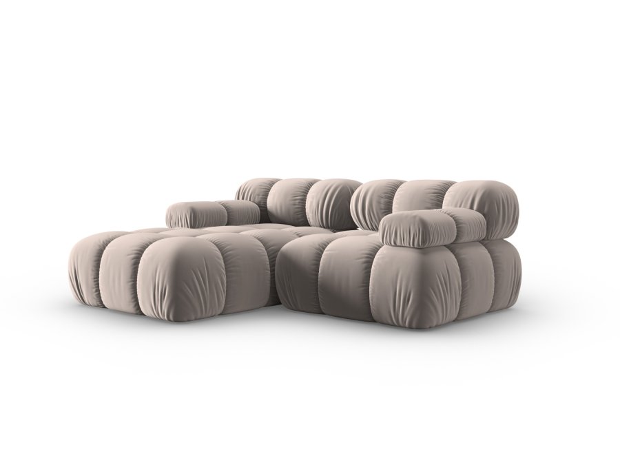 MICADONI Bellis hjrnesofa, venstre, 3 seter - beige flyel og sort plast