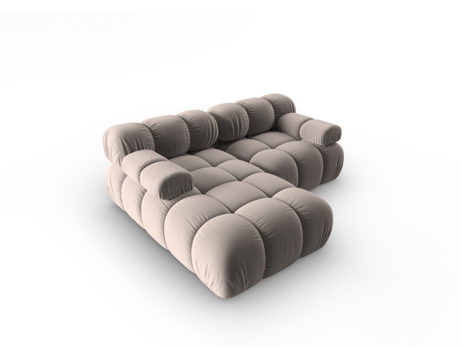 MICADONI Bellis hjrnesofa, venstre, 3 seter - beige flyel og sort plast