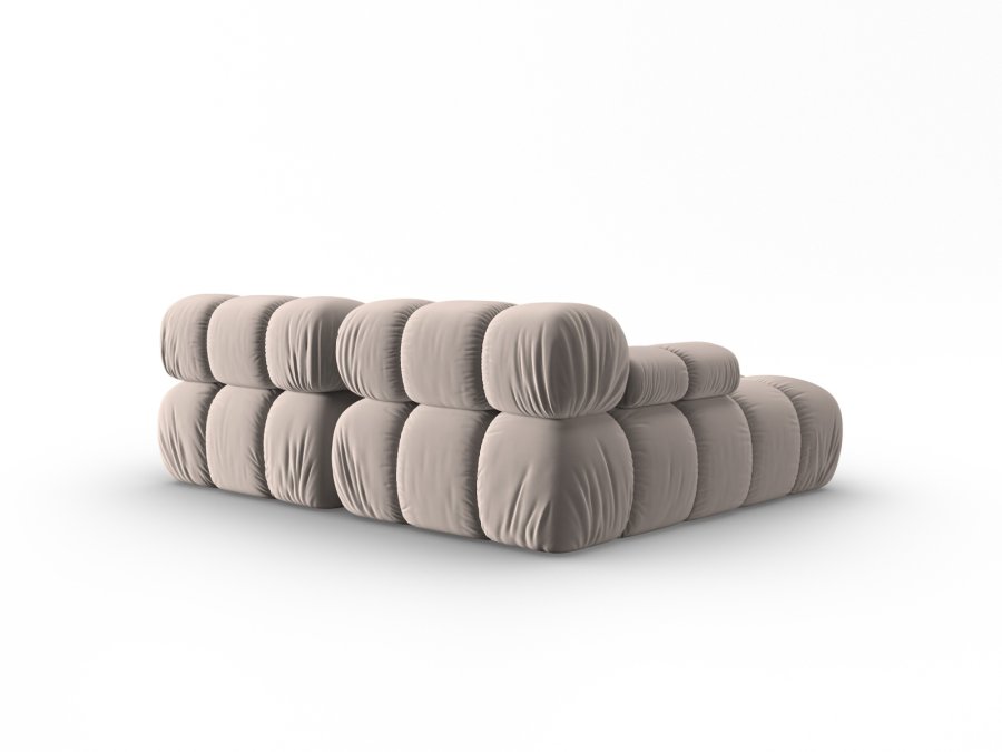 MICADONI Bellis hjrnesofa, venstre, 3 seter - beige flyel og sort plast