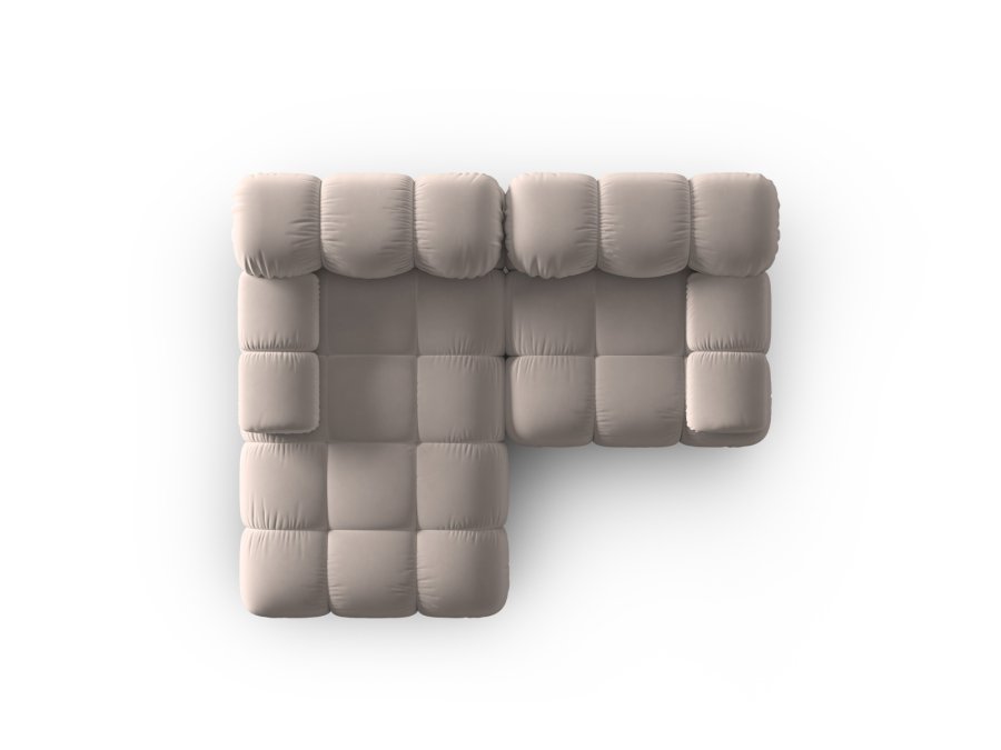 MICADONI Bellis hjrnesofa, venstre, 3 seter - beige flyel og sort plast