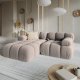 MICADONI Bellis hjrnesofa, venstre, 3 seter - beige flyel og sort plast