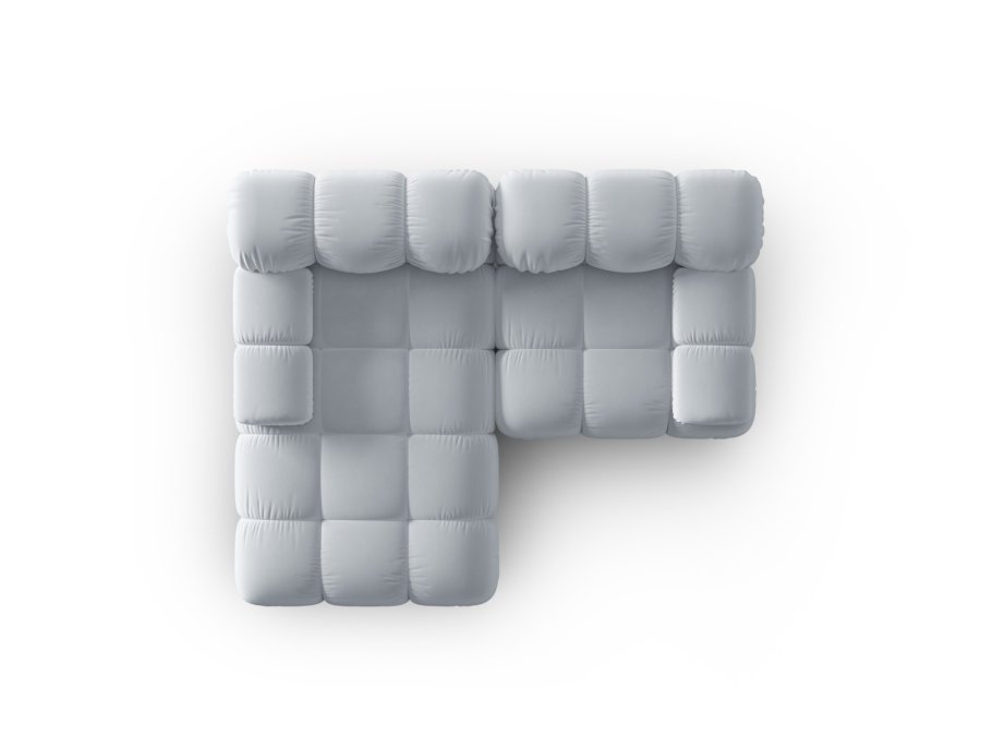 MICADONI Bellis hjrnesofa, venstre, 3 seter - bl flyel og sort plast