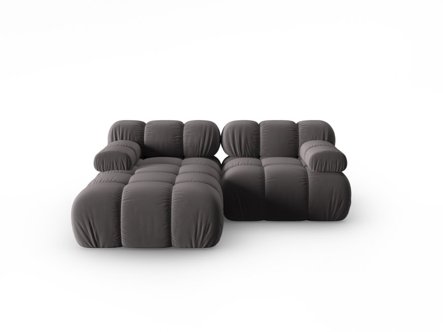 MICADONI Bellis hjrnesofa, venstre, 3 seter - antrasittgr flyel og sort plast