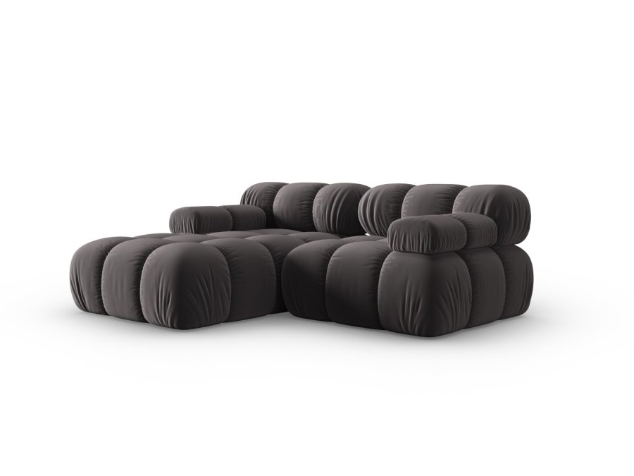 MICADONI Bellis hjrnesofa, venstre, 3 seter - antrasittgr flyel og sort plast