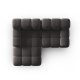 MICADONI Bellis hjrnesofa, venstre, 3 seter - antrasittgr flyel og sort plast