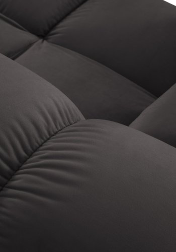 MICADONI Bellis hjrnesofa, venstre, 3 seter - antrasittgr flyel og sort plast