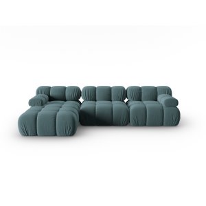 MICADONI Bellis Modular hjrnesofa, venstre, 4 sder - bl fljl og sort plastik