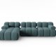 MICADONI Bellis Modular hjrnesofa, venstre, 4 seter - bl flyel og sort plast