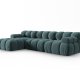 MICADONI Bellis Modular hjrnesofa, venstre, 4 seter - bl flyel og sort plast