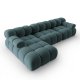 MICADONI Bellis Modular hjrnesofa, venstre, 4 seter - bl flyel og sort plast