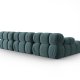 MICADONI Bellis Modular hjrnesofa, venstre, 4 seter - bl flyel og sort plast