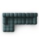 MICADONI Bellis Modular hjrnesofa, venstre, 4 seter - bl flyel og sort plast