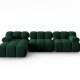 MICADONI Bellis Modular hjrnesofa, venstre, 4 seter - grnn flyel og sort plast