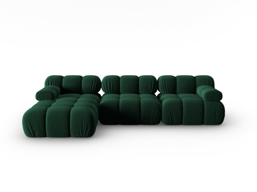 MICADONI Bellis Modular hjrnesofa, venstre, 4 seter - grnn flyel og sort plast