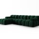 MICADONI Bellis Modular hjrnesofa, venstre, 4 seter - grnn flyel og sort plast
