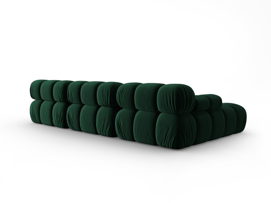 MICADONI Bellis Modular hjrnesofa, venstre, 4 seter - grnn flyel og sort plast