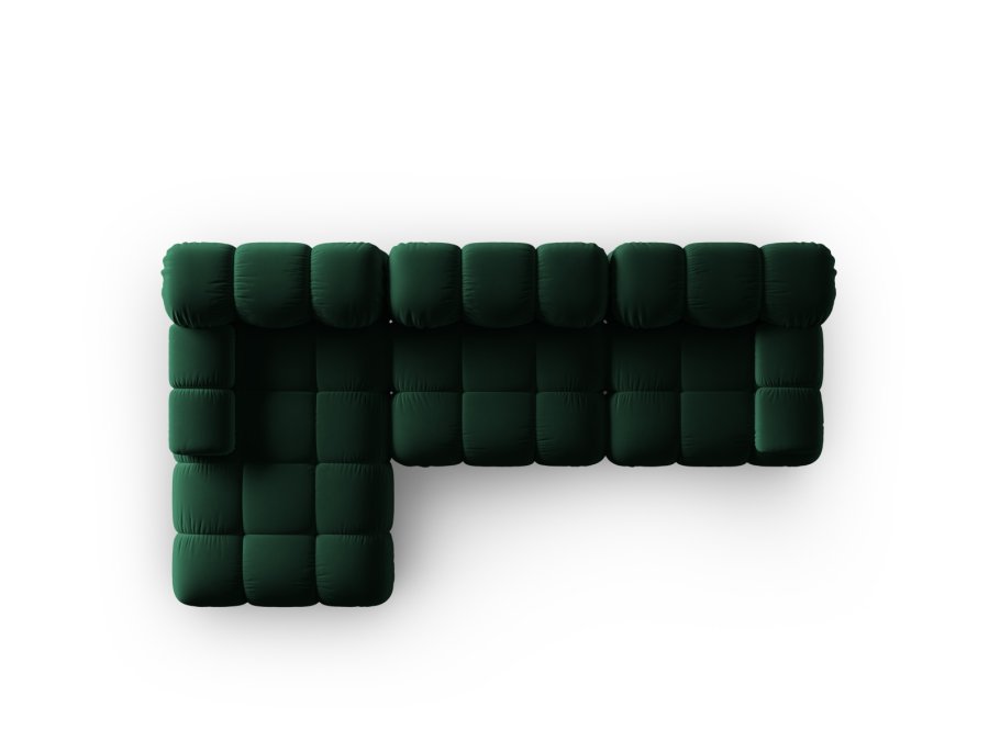 MICADONI Bellis Modular hjrnesofa, venstre, 4 seter - grnn flyel og sort plast