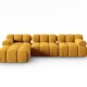 MICADONI Bellis Modular hjrnesofa, venstre, 4 seter - gul flyel og sort plast
